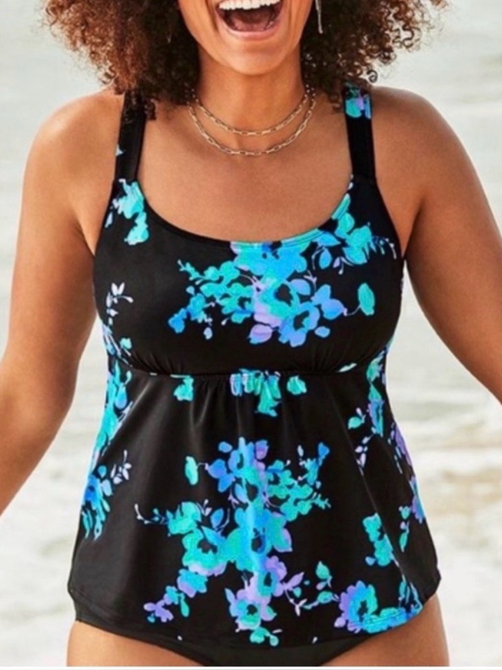 New Empire Waist Tankini Top Swimsuits For All Flowy Plus size 18 1X Floral